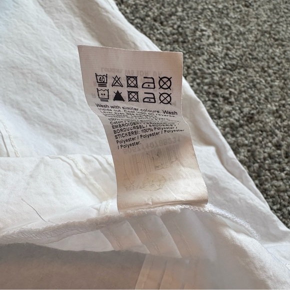 River Island White Puff Sleeve Mini Dress Size 8 – Boho Coastal Ruffle Modest - Picture 9 of 10